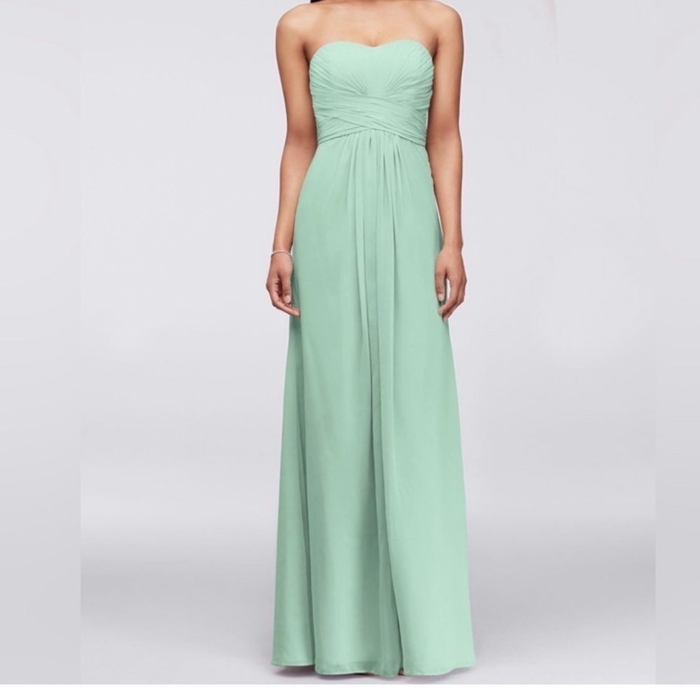 David’s Bridal Chiffon Strapless Long Bridesmaid Prom Formal Dress Plus 18 NWT